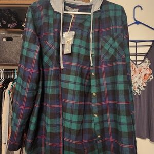 Plaid Hooded Shirt